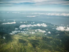 Aerial photograph of freshwater sources in the Sierra las de Minas mountain in Guatemala.