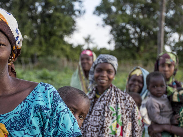 A group of women and children from the Sicubir community, Angoche, Mozambique.