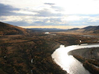 View from a mountaintop over the Onon River