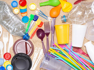 various single-use plastic items