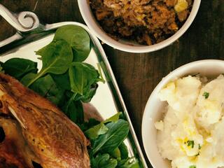 Thanksgiving foods on a table