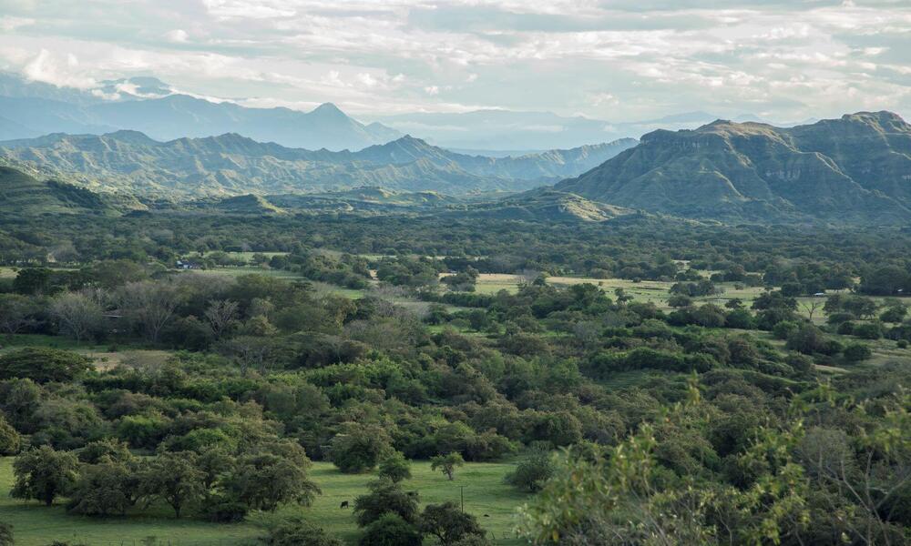 aerial view of Colombian mountain range