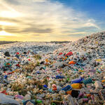 Mounds of plastic bottle waste and other types of plastic waste at the Thilafushi waste disposal site.