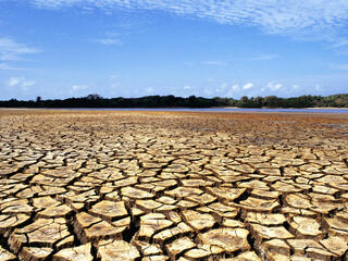 Ilha do Caju, state of Maranhão, Brazil severely affected by droughts causing cracked soil.