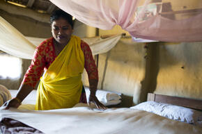 Pratiksha Chaudhary is welcoming tourist at her homestay in Dalla, close to Bardia National Park, Nepal.