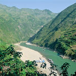 River running through mountains