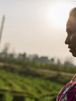 Sirjana Tharu in her chamomile field in Nepal.