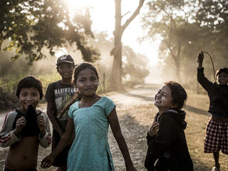 Young children play in Dhoteri, Khata corridor, near Bardia National Park, Nepal