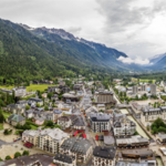 An aerial photo of Vail, Colorado. 